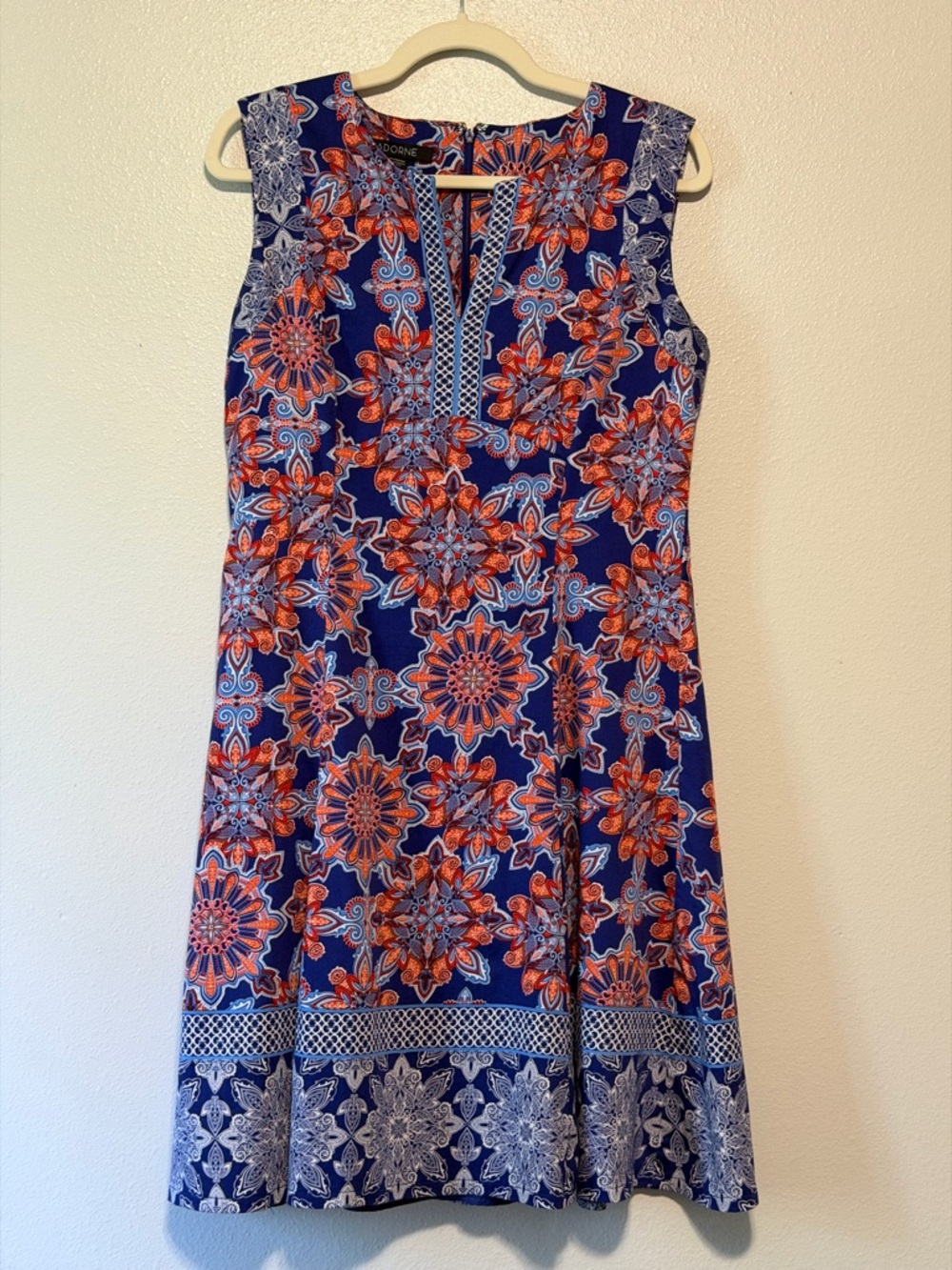 Adorne Sleeveless Navy & Orange Floral Midi Dress